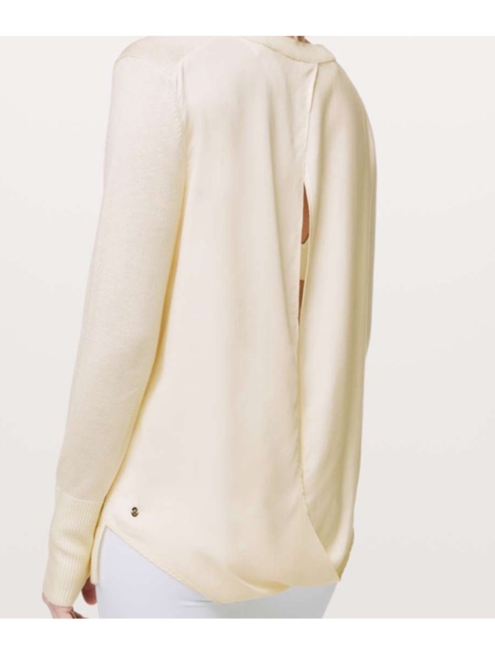 lululemon Cashlux  Cream Knit Pullover Top size 8